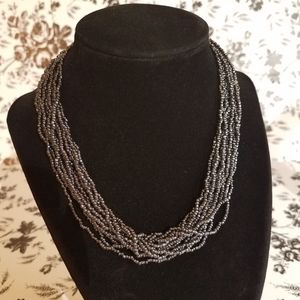 Gunmetal seed bead necklace jlp13